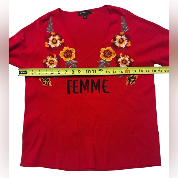 🔥INC International Concepts Red Floral Embroidered Long Sleeve Top medium🔥 - Picture 14 of 16